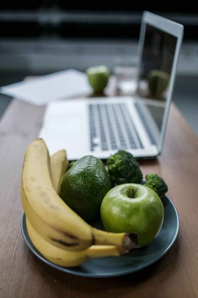 fruits and vegetable on ceramic plate